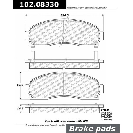 Centric Parts CTEK Metallic Pad, 102.08330 102.08330